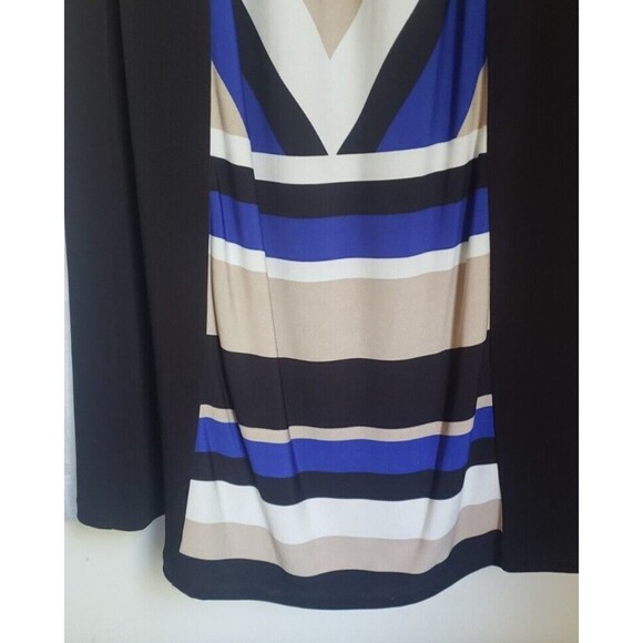 Studio One Maxi Dress Size XS Color Block Striped Blue Black Tan Stretchy - Picture 6 of 12